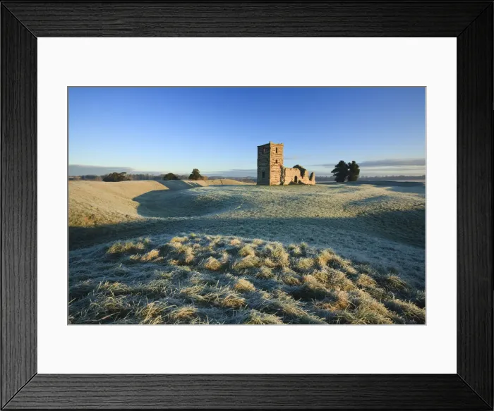 Framed Print : A frosty morning at Knowlton Church near Cranborne, Dorset, England