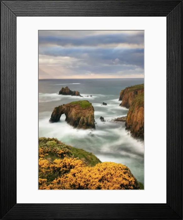 Framed Print : Enys Dodnan, Armoured Knight at Lands End, Cornwall, England