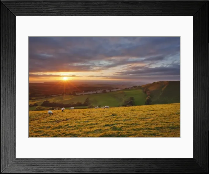 Framed Print : Sunset from Eggardon Hill, Bridport, Dorset, England Framed Print : Sunset from Eggardon Hill, Bridport, Dorset, England