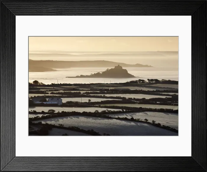 Framed Print : St Michaels Mount from Trencrom Hill, Cornwall, England Framed Print : St Michaels Mount from Trencrom Hill, Cornwall, England