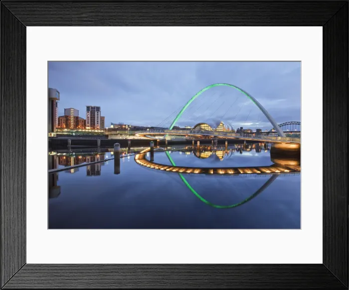 Framed Print : Millennium Bridge illuminated at dusk, River Tyne, Newcastle, Tyne and Wear, England Framed Print : Millennium Bridge illuminated at dusk, River Tyne, Newcastle, Tyne and Wear, England