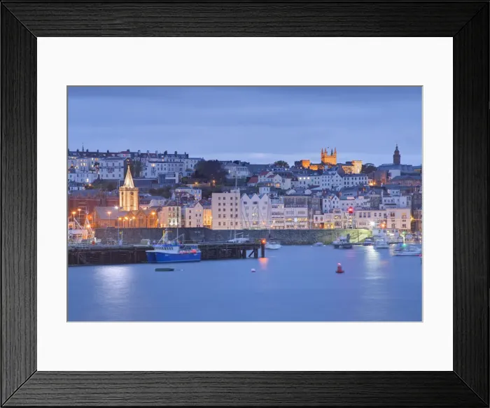 Framed Print : St. Peter Port at dusk, Guernsey, Channel Islands, UK Framed Print : St. Peter Port at dusk, Guernsey, Channel Islands, UK