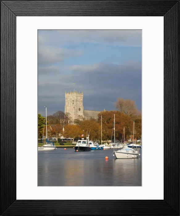 Framed Print : Christchurch Priory on the River Stour, Dorset, England Framed Print : Christchurch Priory on the River Stour, Dorset, England