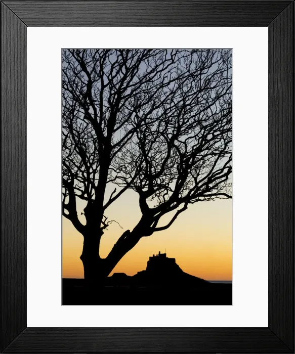 Framed Print : Silhouette of Lindisfarne Northumberland, England Framed Print : Silhouette of Lindisfarne Northumberland, England