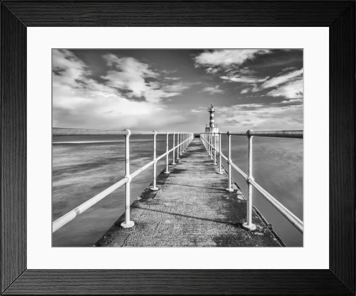Framed Print : Amble Pier at the mouth of the River Coquet, Amble, Northumberland, England