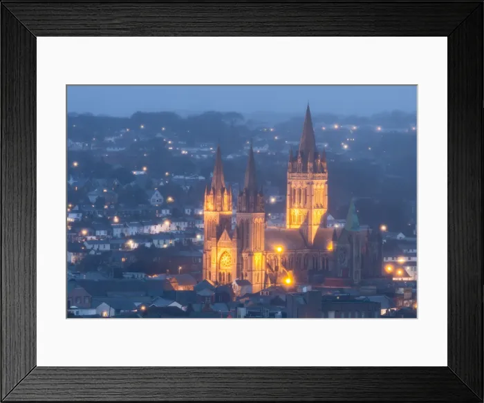 Framed Print : Truro Cathedral in the mist at night, Truro, Cornwall, England Framed Print : Truro Cathedral in the mist at night, Truro, Cornwall, England