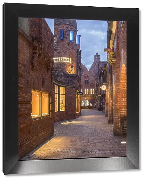 Brick houses and shops at Boettcherstrasse street, Bremen, Germany