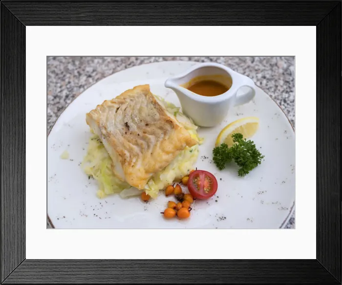 Framed Print : Cod Fish meal, Rugen, Germany Framed Print : Cod Fish meal, Rugen, Germany