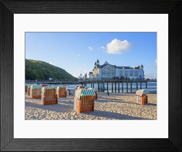 Framed Print : Beach with pier, Sellin, Rugen, Germany Framed Print : Beach with pier, Sellin, Rugen, Germany