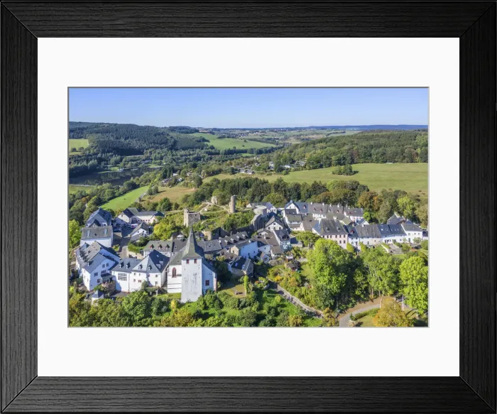 Framed Print : Aerial view on Kronenburg, Eifel, North Rhine Westphalia, Germany Framed Print : Aerial view on Kronenburg, Eifel, North Rhine Westphalia, Germany