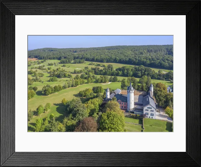 Framed Print : Aerial view on Zievel castle, Mechernich, Eifel, North Rhine Westphalia, Germany Framed Print : Aerial view on Zievel castle, Mechernich, Eifel, North Rhine Westphalia, Germany