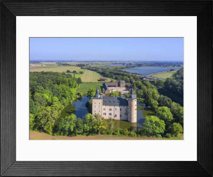 Framed Print : Aerial view on Veynau castle, Euskirchen, Eifel, North Rhine Westphalia, Germany Framed Print : Aerial view on Veynau castle, Euskirchen, Eifel, North Rhine Westphalia, Germany