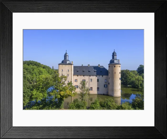 Framed Print : Aerial view on Veynau castle, Euskirchen, Eifel, North Rhine Westphalia, Germany