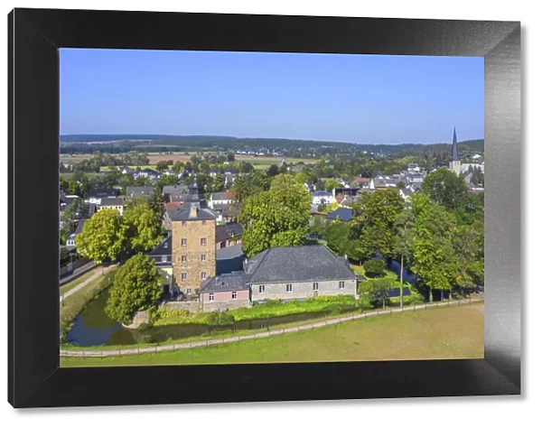 Aerial view on Kirspenich castle, Bad Munstereifel, Eifel, North Rhine Westphalia, Germany
