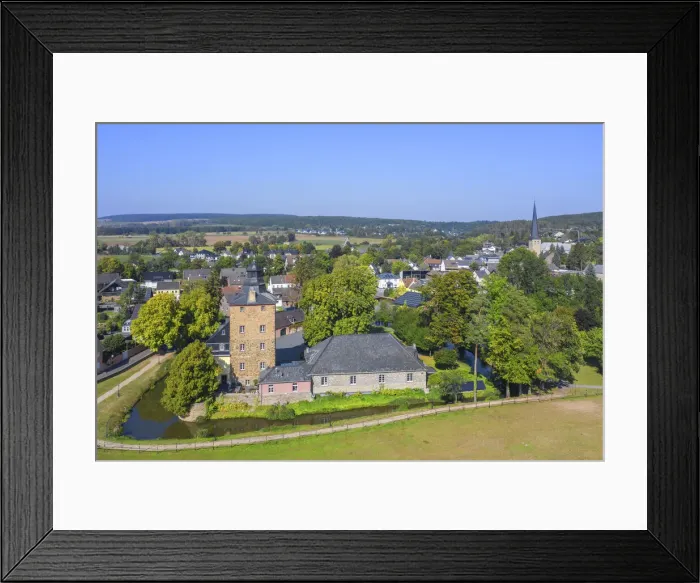 Framed Print : Aerial view on Kirspenich castle, Bad Munstereifel, Eifel, North Rhine Westphalia, Germany Framed Print : Aerial view on Kirspenich castle, Bad Munstereifel, Eifel, North Rhine Westphalia, Germany