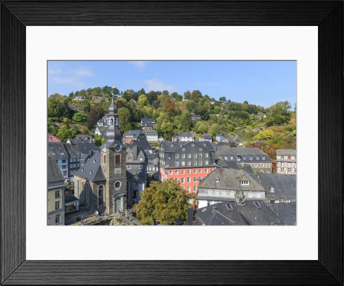 Framed Print : View at Monschau, Eifel, North Rhine Westphalia, Germany Framed Print : View at Monschau, Eifel, North Rhine Westphalia, Germany