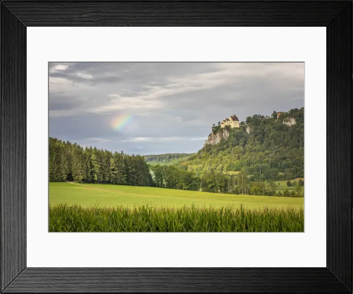 Framed Print : Rainbow over Werenwag Castle, Upper Danube Nature Park, Swabian Jura, Baden-Wurttemberg, Germany, Europe Framed Print : Rainbow over Werenwag Castle, Upper Danube Nature Park, Swabian Jura, Baden-Wurttemberg, Germany, Europe