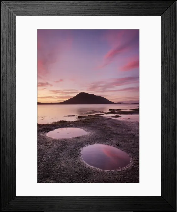 Framed Print : Sunset reflected in lake near Blautaver, Landmannalaugar, Iceland Framed Print : Sunset reflected in lake near Blautaver, Landmannalaugar, Iceland