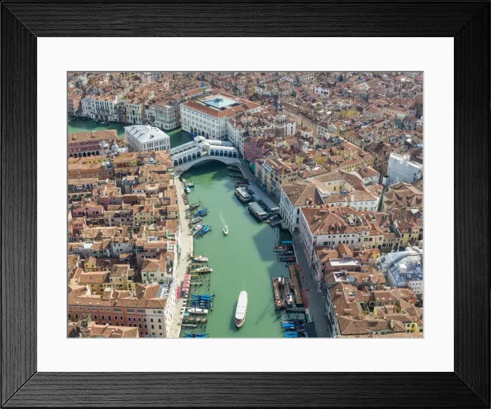 Framed Print : Italy, Veneto, Venice, Aerial view of Rialto Bridge Framed Print : Italy, Veneto, Venice, Aerial view of Rialto Bridge