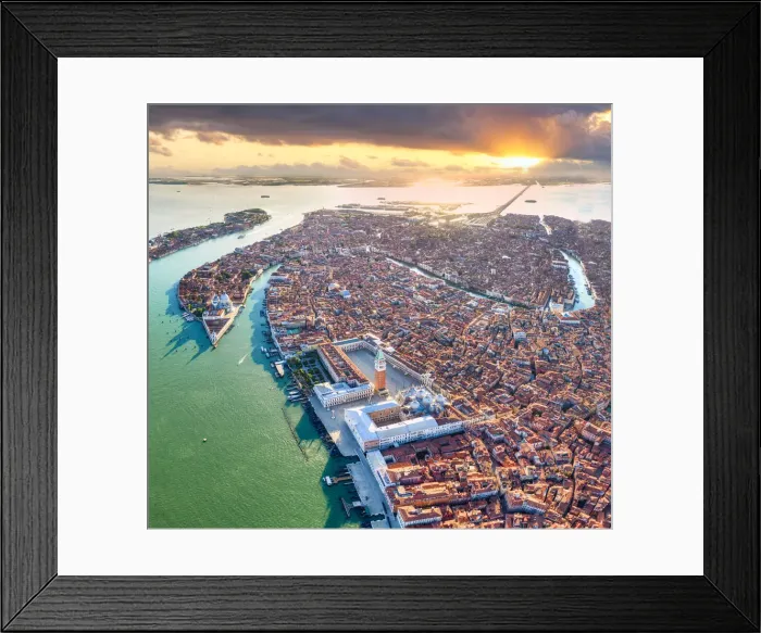 Framed Print : Italy, Veneto, Venice, Aerial view of St Marks square and city centre Framed Print : Italy, Veneto, Venice, Aerial view of St Marks square and city centre