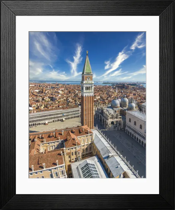 Framed Print : Italy, Veneto, Venice, Aerial view of St Marks square and city centre Framed Print : Italy, Veneto, Venice, Aerial view of St Marks square and city centre