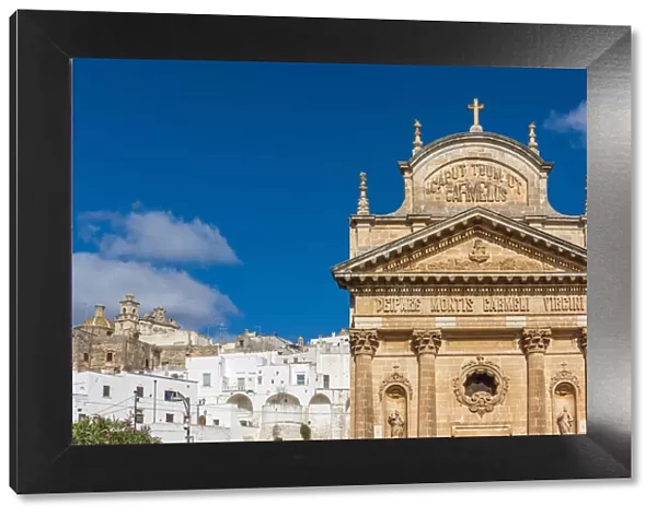 europe, Italy, Apulia. View of the town Ostuni with the church of the Confraternity of