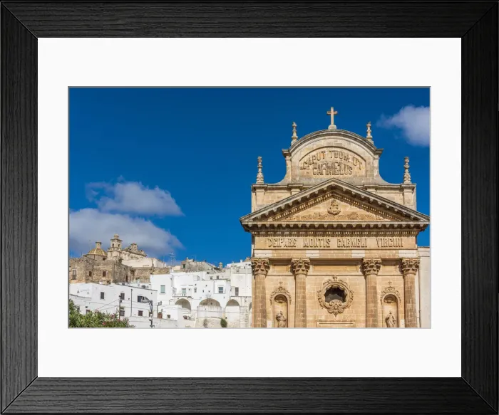 Framed Print : europe, Italy, Apulia. View of the town Ostuni with the church of the Confraternity of Framed Print : europe, Italy, Apulia. View of the town Ostuni with the church of the Confraternity of