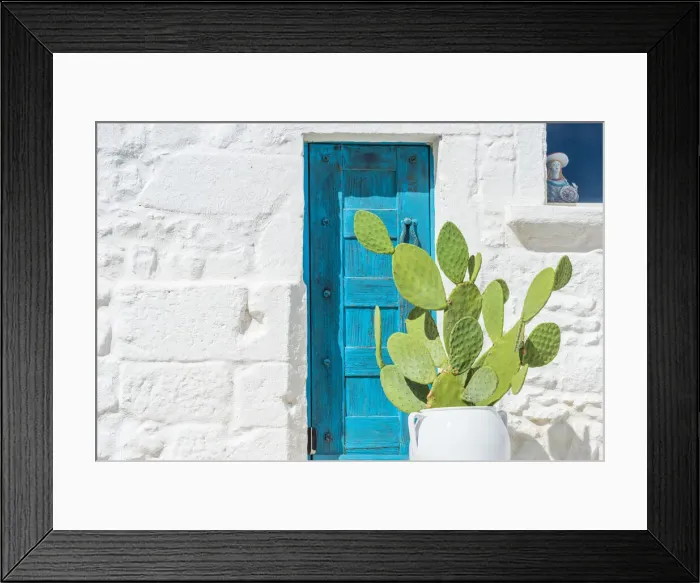 Framed Print : europe, Italy, Apulia. Ostuni, the typical white facades of the houses in the historic