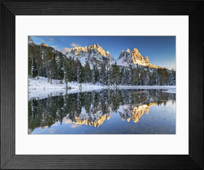 Framed Print : Cadini di Misurini Reflecting in Lake Antorno, Belluno Province, Veneto, Dolomites Framed Print : Cadini di Misurini Reflecting in Lake Antorno, Belluno Province, Veneto, Dolomites
