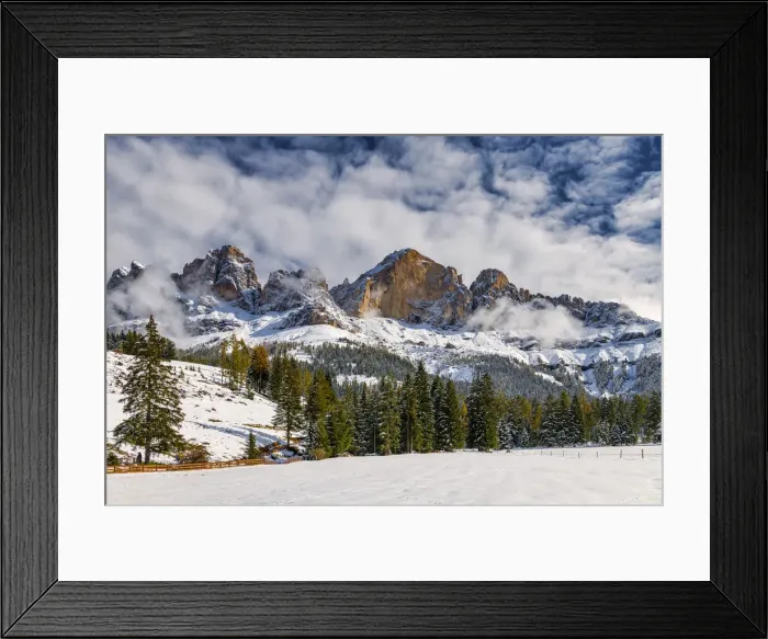 Framed Print : Cantinaccio (Rosengarten) in Winter, Trentino, Dolomites, Italy Framed Print : Cantinaccio (Rosengarten) in Winter, Trentino, Dolomites, Italy