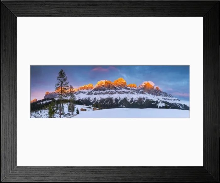 Framed Print : Last Light on Cantinaccio (Rosengarten) in Winter, Trentino, Dolomites, Italy Framed Print : Last Light on Cantinaccio (Rosengarten) in Winter, Trentino, Dolomites, Italy