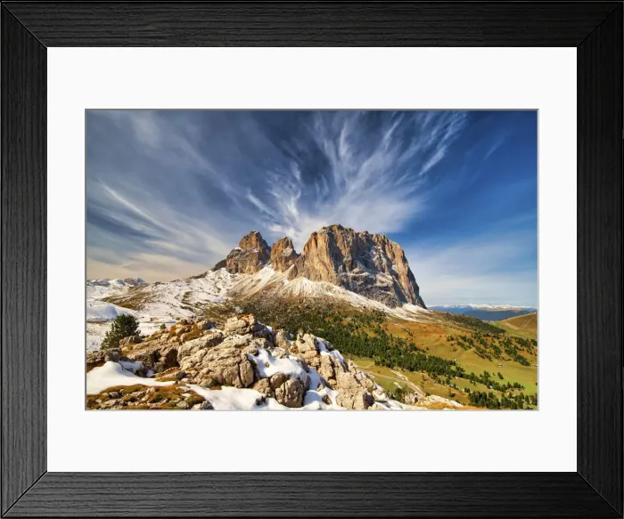 Framed Print : Cloudscape over Sassolungo, South Tyrol, Dolomites, Italy