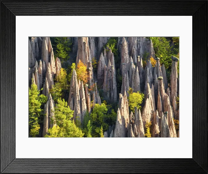 Framed Print : Earth Pyramids in Autumn, South Tyrol, Dolomites, Italy Framed Print : Earth Pyramids in Autumn, South Tyrol, Dolomites, Italy