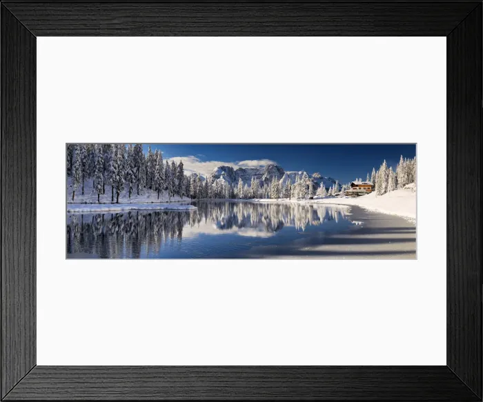 Framed Print : Fresh Snowfall at Lake Antorno, Belluno Province, Veneto, Dolomites, Italy Framed Print : Fresh Snowfall at Lake Antorno, Belluno Province, Veneto, Dolomites, Italy