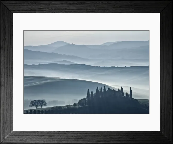 Framed Print : View over The Belvedere at dawn, San Quirico d Orcia, Val d Orcia, Tuscany