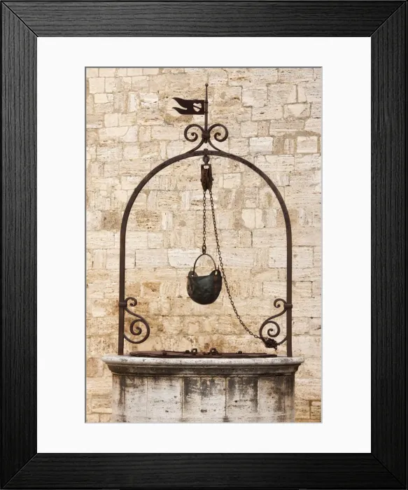 Framed Print : Ancient well outside the Church of Santi Quirico e Giulitta, San Quirico d Orcia Framed Print : Ancient well outside the Church of Santi Quirico e Giulitta, San Quirico d Orcia