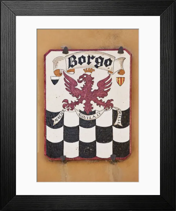 Framed Print : Coat of Arms, San Quirico d Orcia, Tuscany, Italy