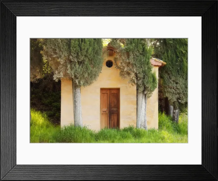 Framed Print : Chapel and cypress trees, Lucignano d Asso Framed Print : Chapel and cypress trees, Lucignano d Asso