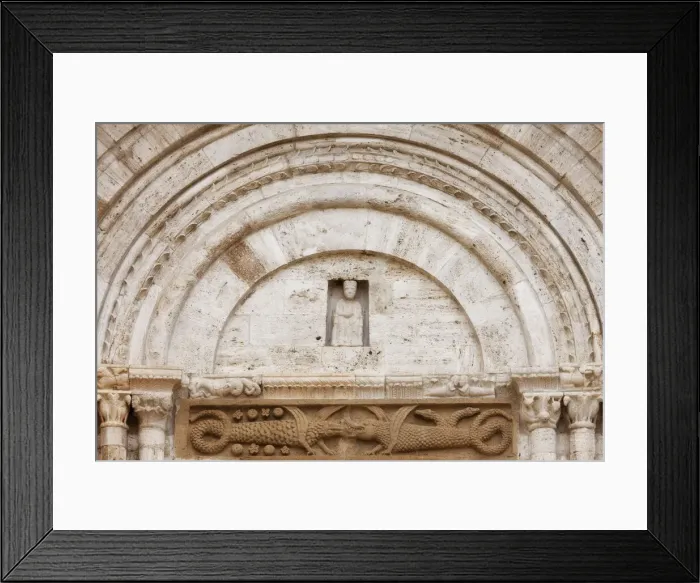 Framed Print : Architectural detail on Church of Santi Quirico e Giulitta, San Quirico d Orcia Framed Print : Architectural detail on Church of Santi Quirico e Giulitta, San Quirico d Orcia