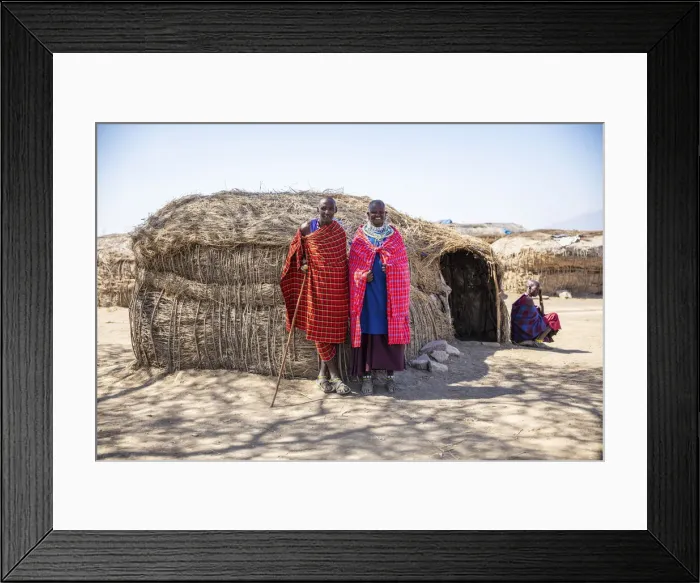 Framed Print : Msai people in front of their home, Kajiado County, Kenya Framed Print : Msai people in front of their home, Kajiado County, Kenya