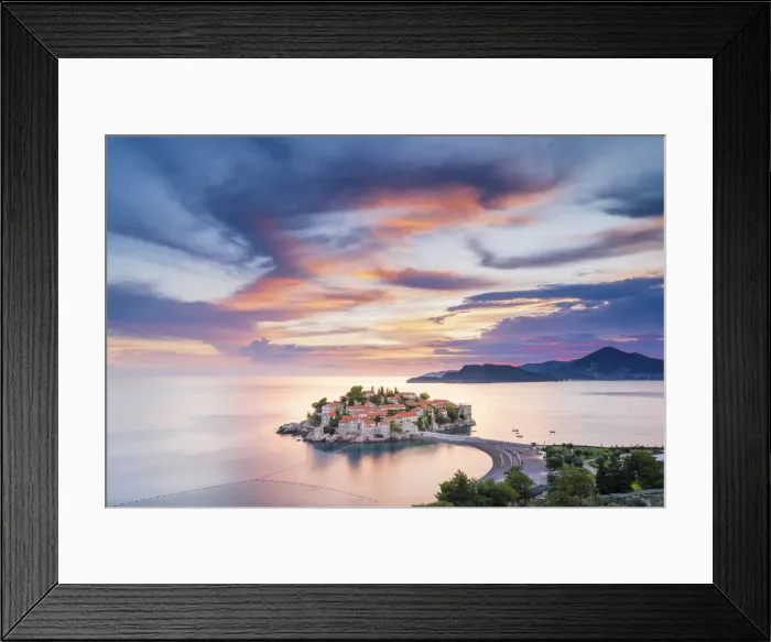 Framed Print : Island village of Sveti Stephan, Sveti Stephan, Budva, Montenegro Framed Print : Island village of Sveti Stephan, Sveti Stephan, Budva, Montenegro