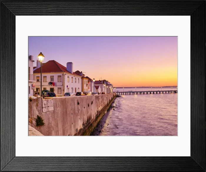 Framed Print : The traditional fishing village of Alcochete, spreading along the river Tagus Framed Print : The traditional fishing village of Alcochete, spreading along the river Tagus