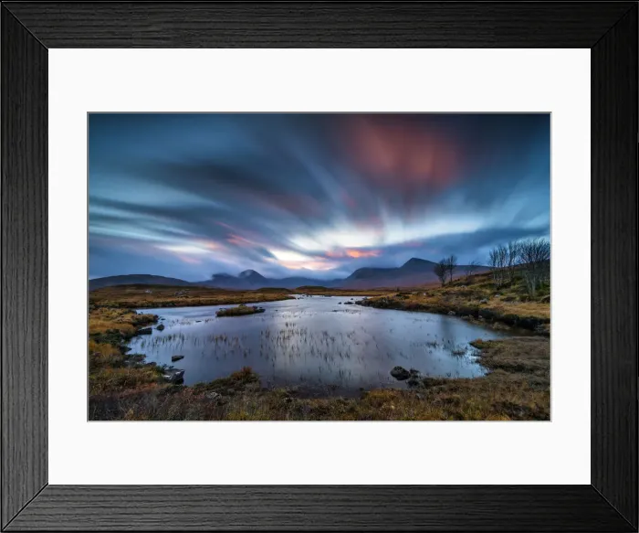 Framed Print : Lochan na h-Achlaise at Sunset, Rannoch Moor, Highlands, Scotland Framed Print : Lochan na h-Achlaise at Sunset, Rannoch Moor, Highlands, Scotland