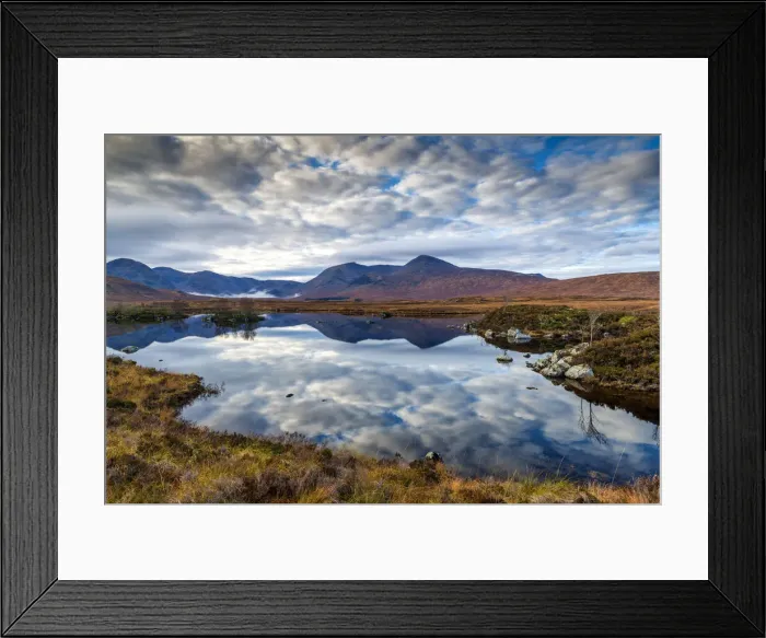 Framed Print : Lochan na h-Achlaise Reflections, Rannoch Moor, Highlands, Scotland Framed Print : Lochan na h-Achlaise Reflections, Rannoch Moor, Highlands, Scotland