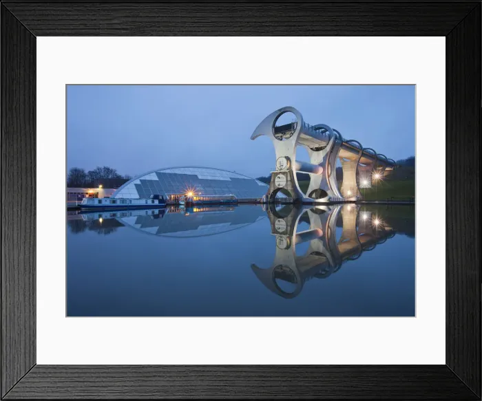 Framed Print : Falkirk Wheel rotating boat lift connecting Forth & Clyde Canal with Union Canal, Falkirk Framed Print : Falkirk Wheel rotating boat lift connecting Forth & Clyde Canal with Union Canal, Falkirk