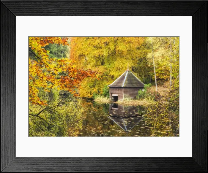 Framed Print : Boat hut on lochshore, Faskally Forest, Pitlochry, Perthshire, Scotland, UK Framed Print : Boat hut on lochshore, Faskally Forest, Pitlochry, Perthshire, Scotland, UK