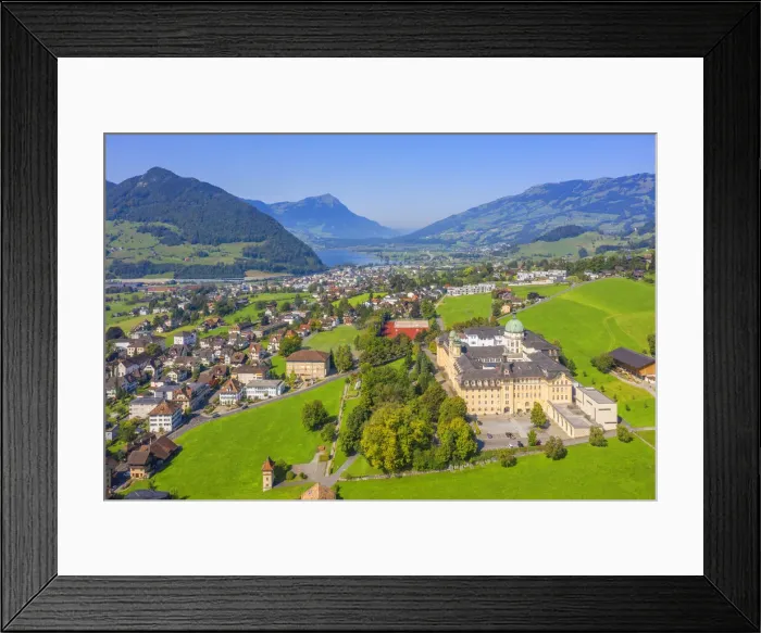 Framed Print : Aerial view at the Kantonsschule Kollegium Schwyz, Schwyz, canton Schwyz, Switzerland Framed Print : Aerial view at the Kantonsschule Kollegium Schwyz, Schwyz, canton Schwyz, Switzerland