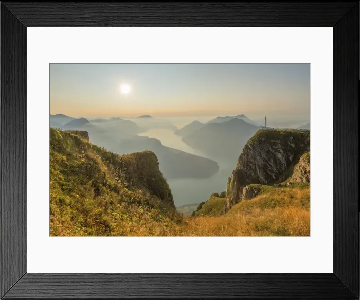 Framed Print : View from Fronalpstock on Lake Lucerne in the evening, Morschach, canton Schwyz Framed Print : View from Fronalpstock on Lake Lucerne in the evening, Morschach, canton Schwyz