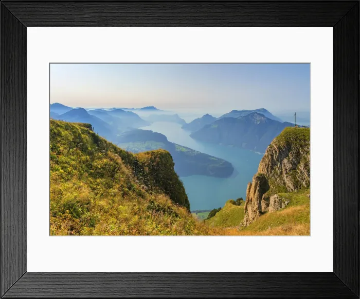 Framed Print : View from Fronalpstock on Lake Lucerne in the evening, Morschach, canton Schwyz Framed Print : View from Fronalpstock on Lake Lucerne in the evening, Morschach, canton Schwyz