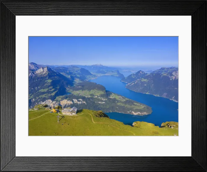 Framed Print : Aerial view on Fronalpstock and Lake Lucerne in the morning, Morschach, canton Schwyz Framed Print : Aerial view on Fronalpstock and Lake Lucerne in the morning, Morschach, canton Schwyz